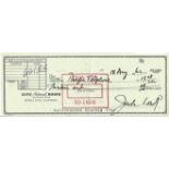 James Bond Jack Lord signed City National Bank of Beverley Hills cheque dated 18th Aug 1962. John Jo