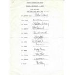 Cricket 1986 England multi signed Team Sheet for The Cornhill Insurance Test Series England v New Ze