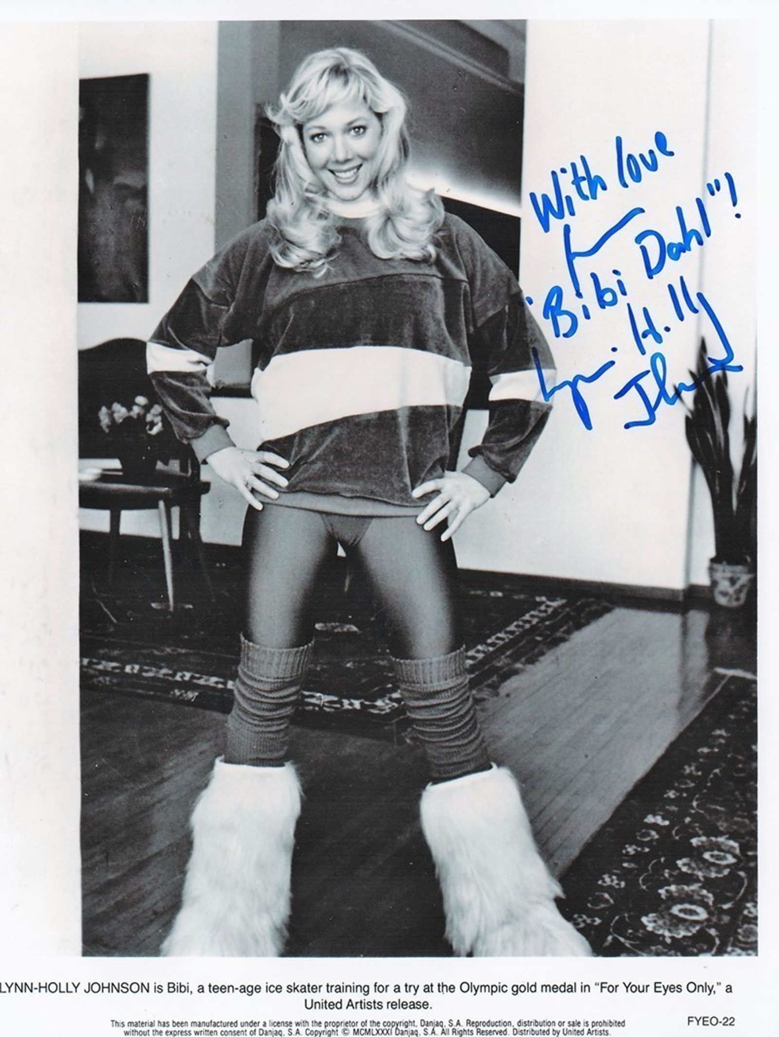 Actor Lynn Holly Johnson 10x8 Signed Black and White Photo