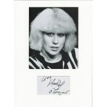 Hazel O'Connor autograph mounted display. A Mounted with photograph to approx. 16 x 12 inches overal