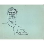 George Robey vintage actor hand drawn and signed face doodle.