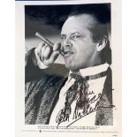 Jack Nicholson signed 10x8 black and white photo. Dedicated