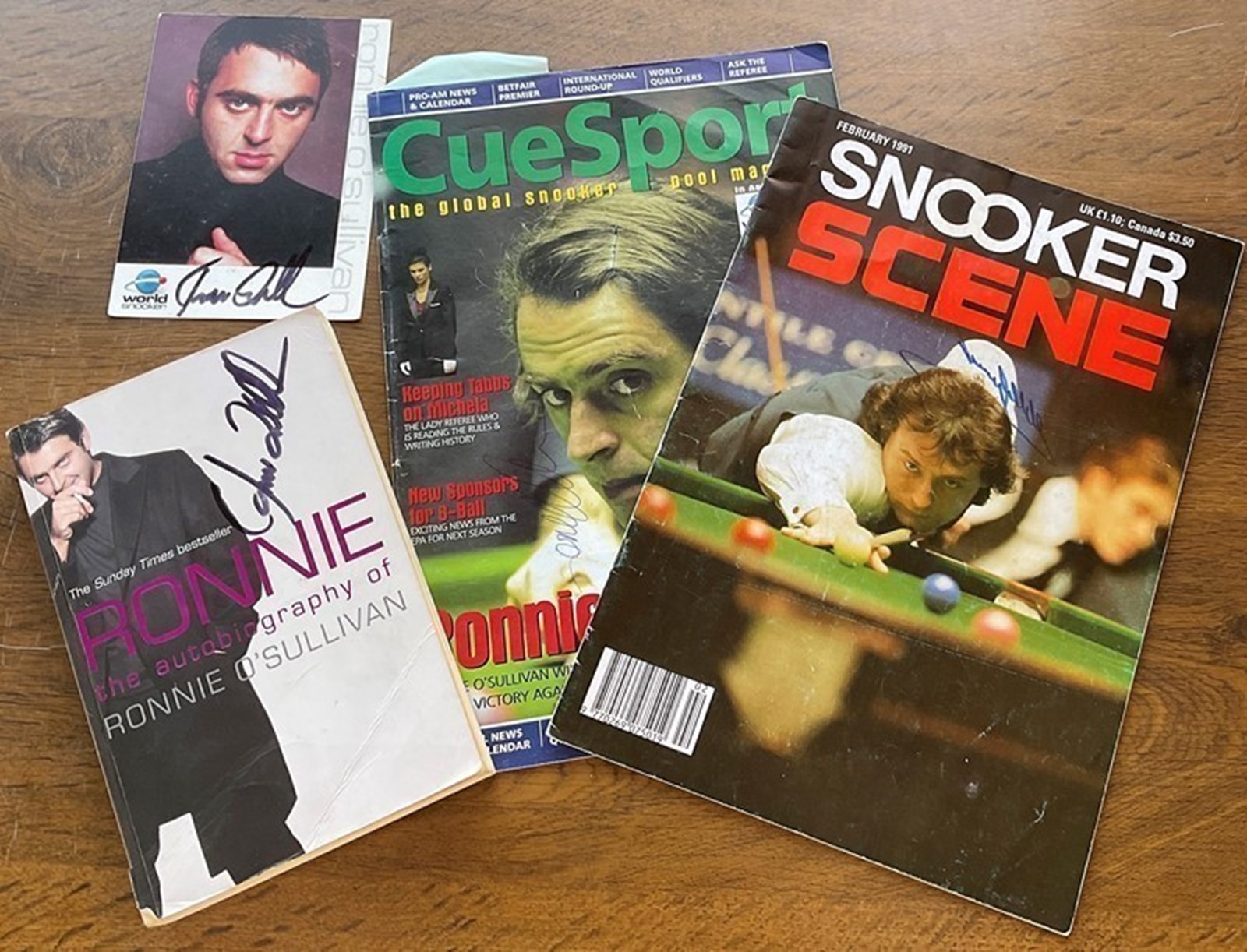 Snooker collection includes 4 fantastic pieces of signed memorabilia from legends Ronnie O'Sullivan,