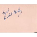 Robert Morley veteran actor signed small autograph album page.