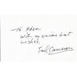 Earl Cameron signed 5x3 white card dedicated. Earlston Jewitt Cameron CBE 8 August 1917 - 3 July 202