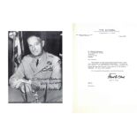 General Mark W Clark Signed 10 x 8 inch black and white photo with signed typed letter on Citadel Le