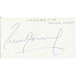 Trevor Howard signed to clear back of Tiberio Restaurant 4 x 3 inch contact card. From collection of