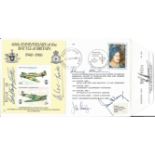 Top 5 Battle of Britain fighter aces signed 40th ann cover. Signed by Douglas Bader, Johnnie Johnson