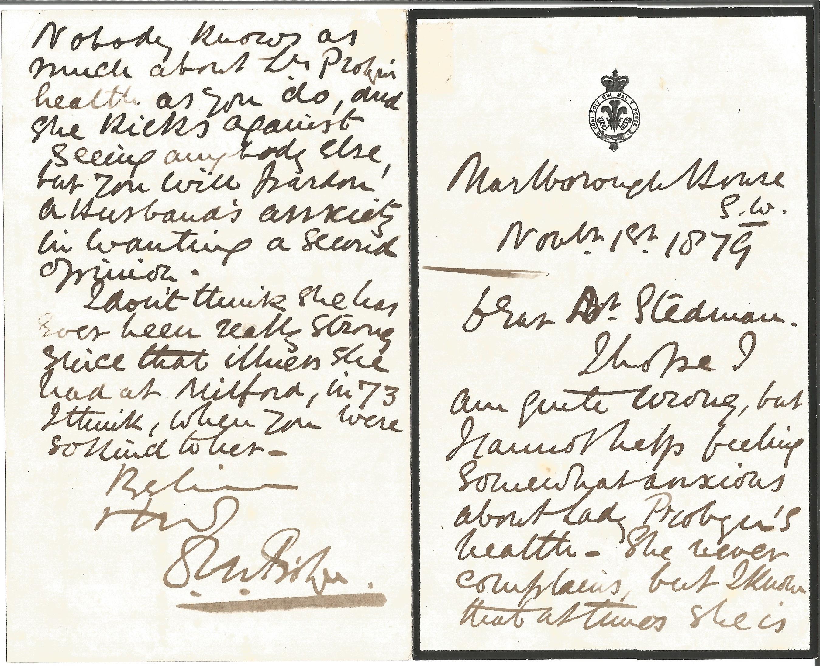 Sir Dighton MacNaghten Probyn VC handwritten letter 1879. (1833 1924), the first recipient of the Vi