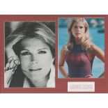 Candice Bergen autograph presentation. Mounted with one signed photo and one unsigned photo to