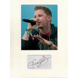 Professor Green music signature piece autograph presentation. Mounted with unsigned photo to approx.
