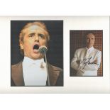 Jose Carreras autograph presentation. Mounted with one signed photo and one unsigned photo to