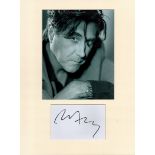 Bryan Ferry music, signature piece autograph presentation. Mounted with unsigned photo to approx. 16