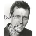 Hugh Laurie actor signed black and white photo 10 x 8 inch dedicated. James Hugh Calum Laurie CBE is