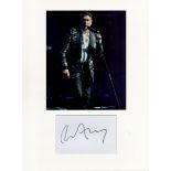 Bryan Ferry music, signature piece autograph presentation. Mounted with unsigned photo to approx. 16