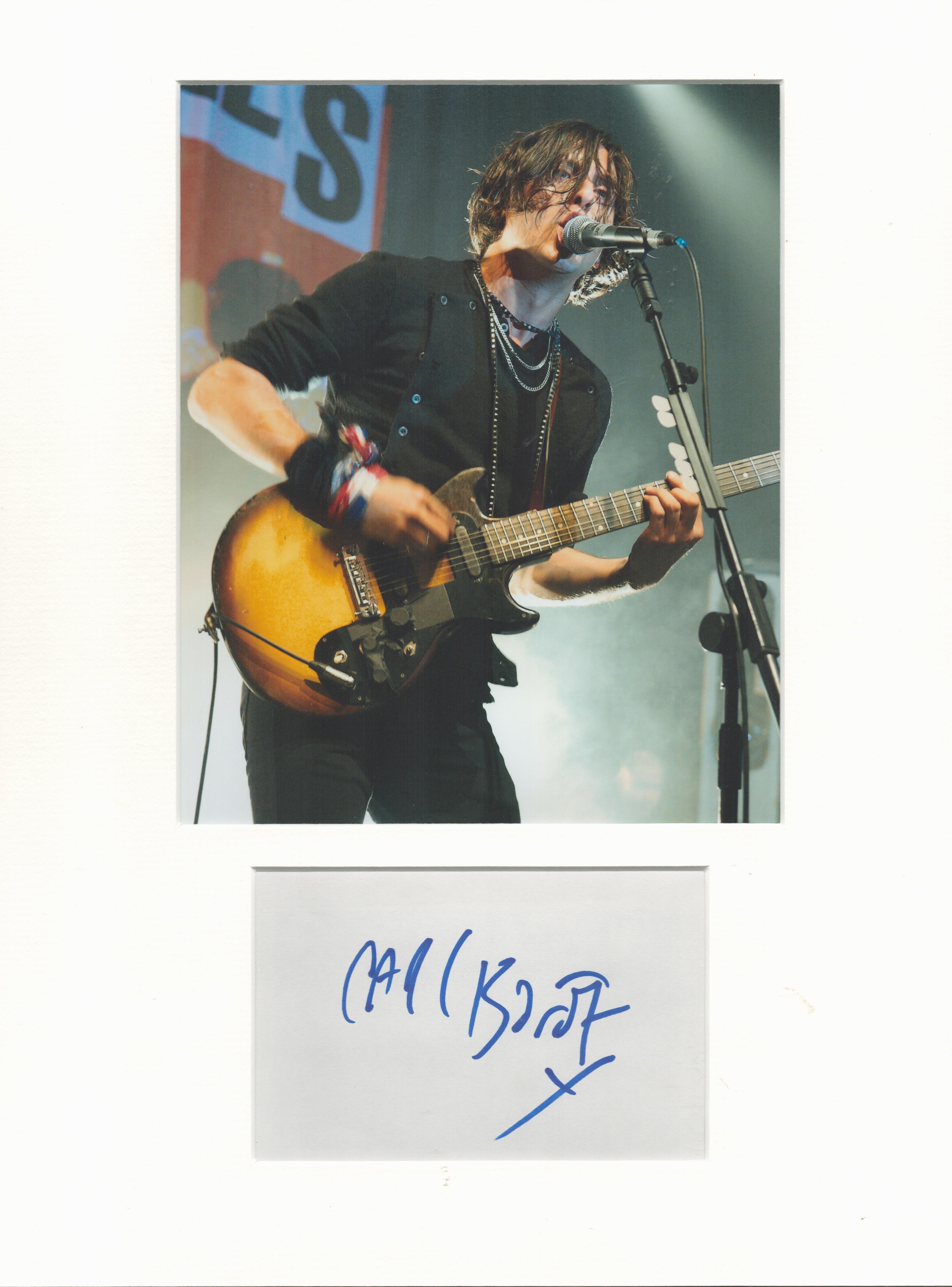 Carl Barat Libertines music, signature piece autograph presentation. Mounted with unsigned photo