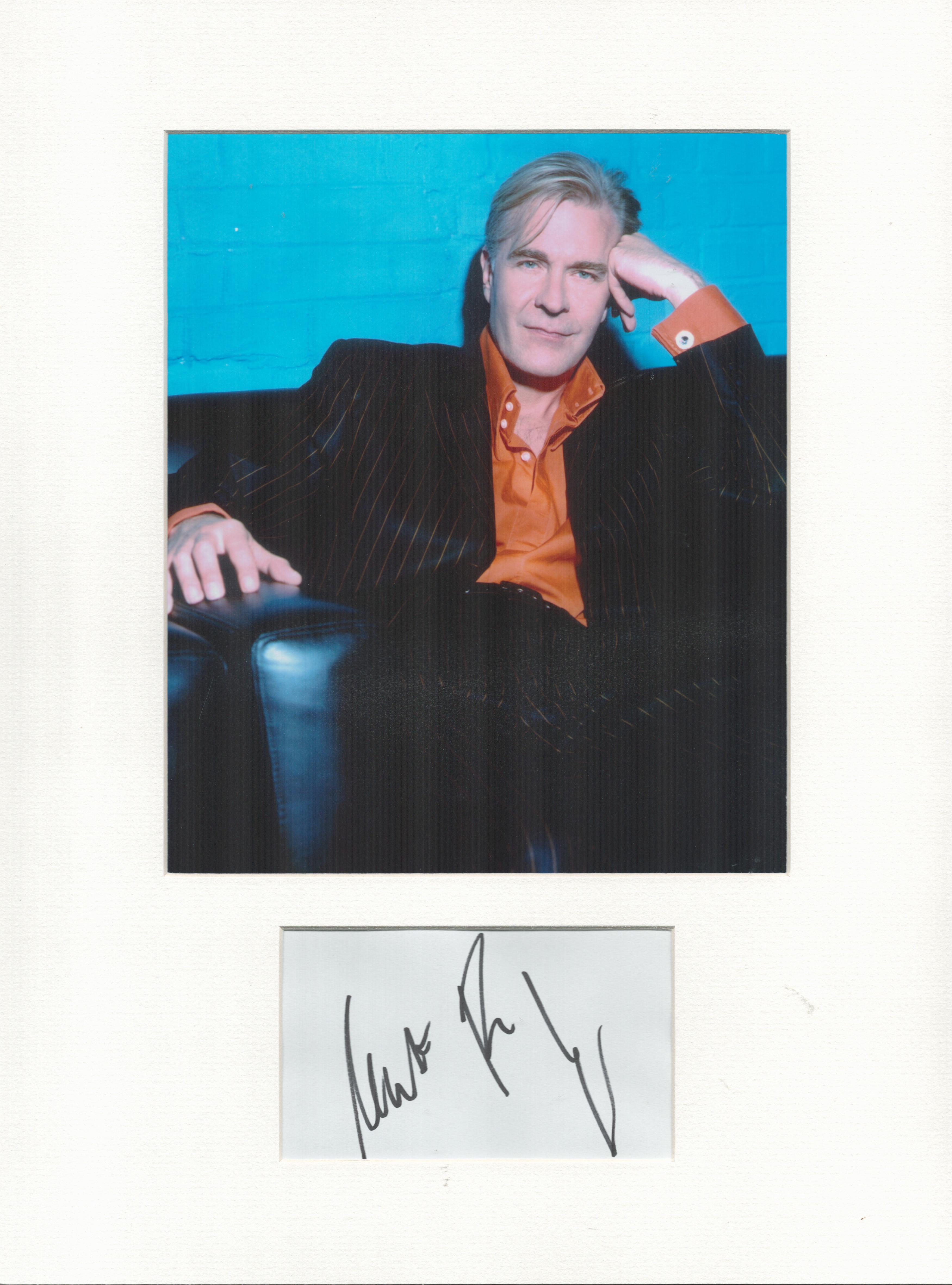 Martin Fry ABC music, signature piece autograph presentation. Mounted with unsigned photo to approx.