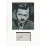 Mickey Rooney signature piece autograph presentation. Mounted with unsigned photo to approx. 16 x 12