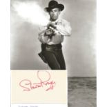 Stewart Granger Signed Card With 10 x 8 inch Black And White Photo. British film actor, mainly