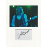Scott Gorham music, signature piece autograph presentation. Mounted with unsigned photo to approx.