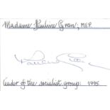 Pauline Green signed 6x4 White Card. Dame Pauline Green, DBE is a former Labour and Cooperative