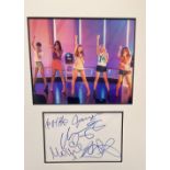 The Saturdays signature piece autograph presentation. Mounted with unsigned photo to approx. 16 x 12