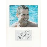 Colin Farrell actor signature piece autograph presentation. Mounted with unsigned photo to approx.