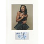 Beverley Knight music signature piece autograph presentation. Mounted with unsigned photo to approx.