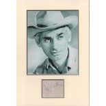 Jeff Chandler matted signature piece featuring a black and white photograph and a signed card.