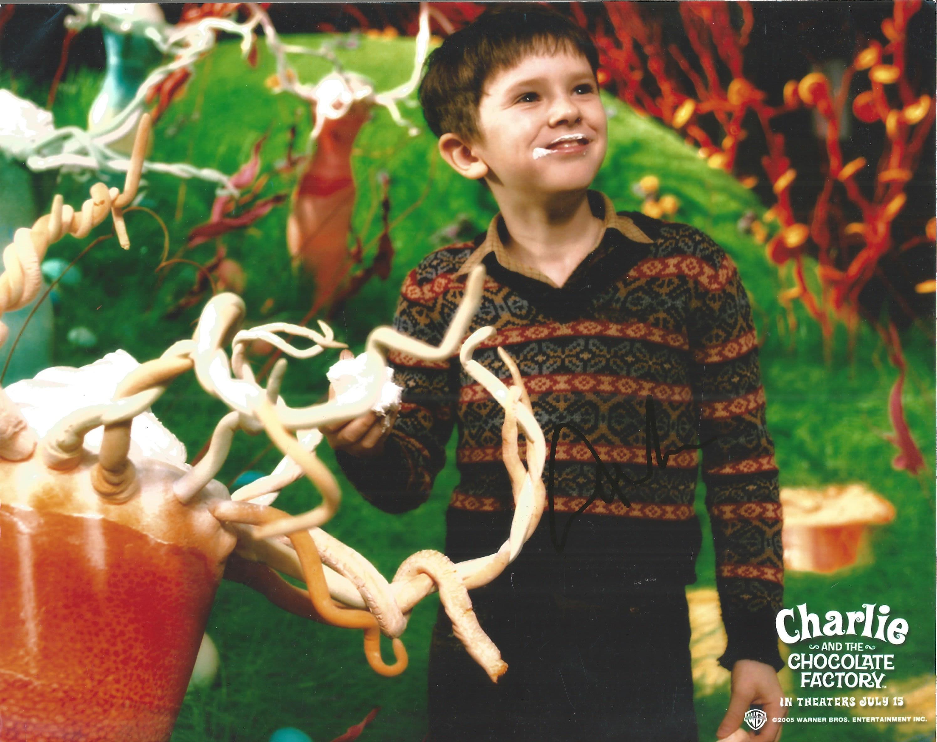 Freddie Highmore Charlie and The Chocolate Factory promo actor signed colour photo 10 x 8 inch.