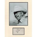 Slim Pickens signature piece autograph presentation. Mounted with unsigned photo to approx. 16 x