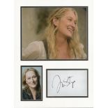Meryl Streep double matted signature piece featuring 2 colour photographs and a signed card. Good
