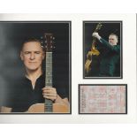 Bryan Adams music signature piece autograph presentation. Mounted with signed lottery ticket and two