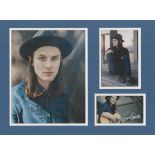 James Bay music, signature piece autograph presentation. Mounted with one signed photo and two