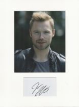 Ronan Keating music, signature piece autograph presentation. Mounted with unsigned photo to