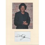Tito Jackson music, signature piece autograph presentation. Mounted with unsigned photo to approx.