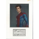 Andrew Garfield matted signature piece featuring a colour photograph and signed card. Good