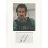 Colin Farrell actor signature piece autograph presentation. Mounted with unsigned photo to approx.
