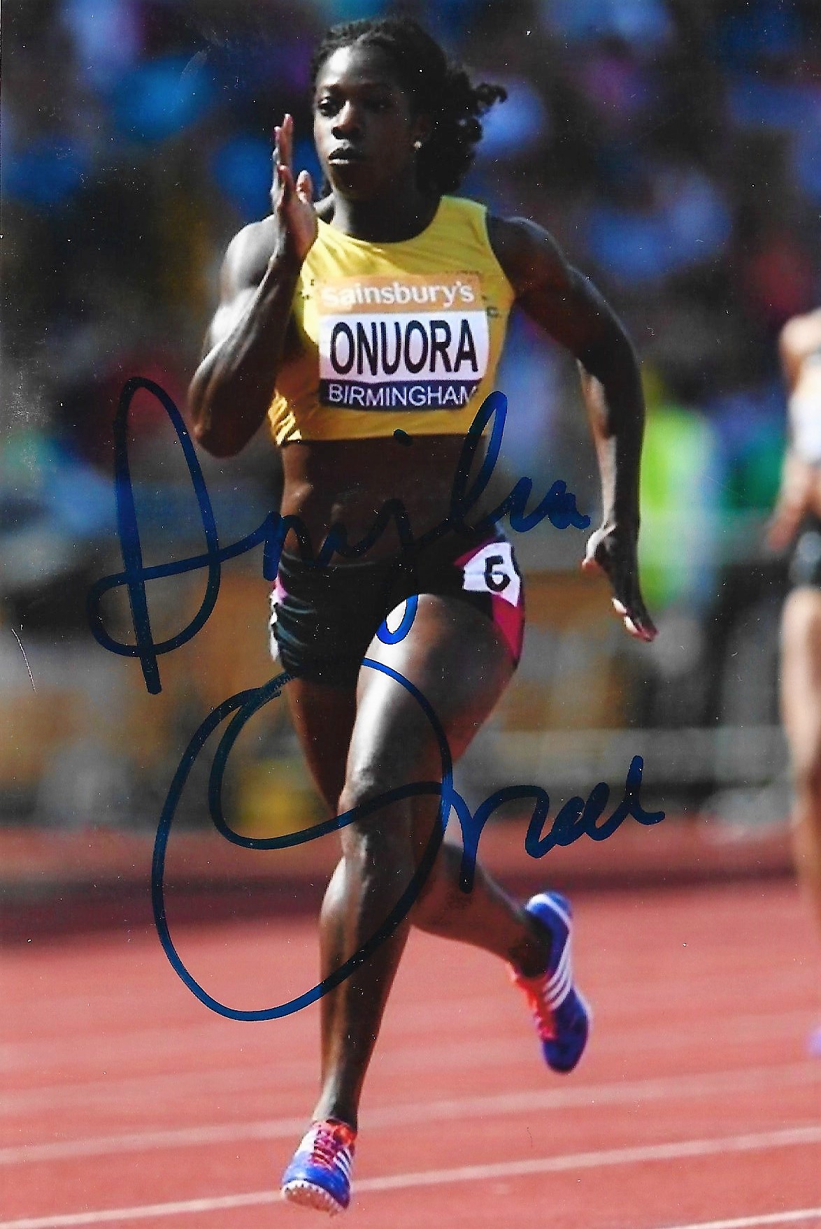 Olympics Anyike Onuora signed 6x4 colour photo.