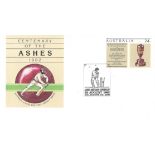 Cricket Australian FDC pre stamped to commemorate the centenary of the Ashes.