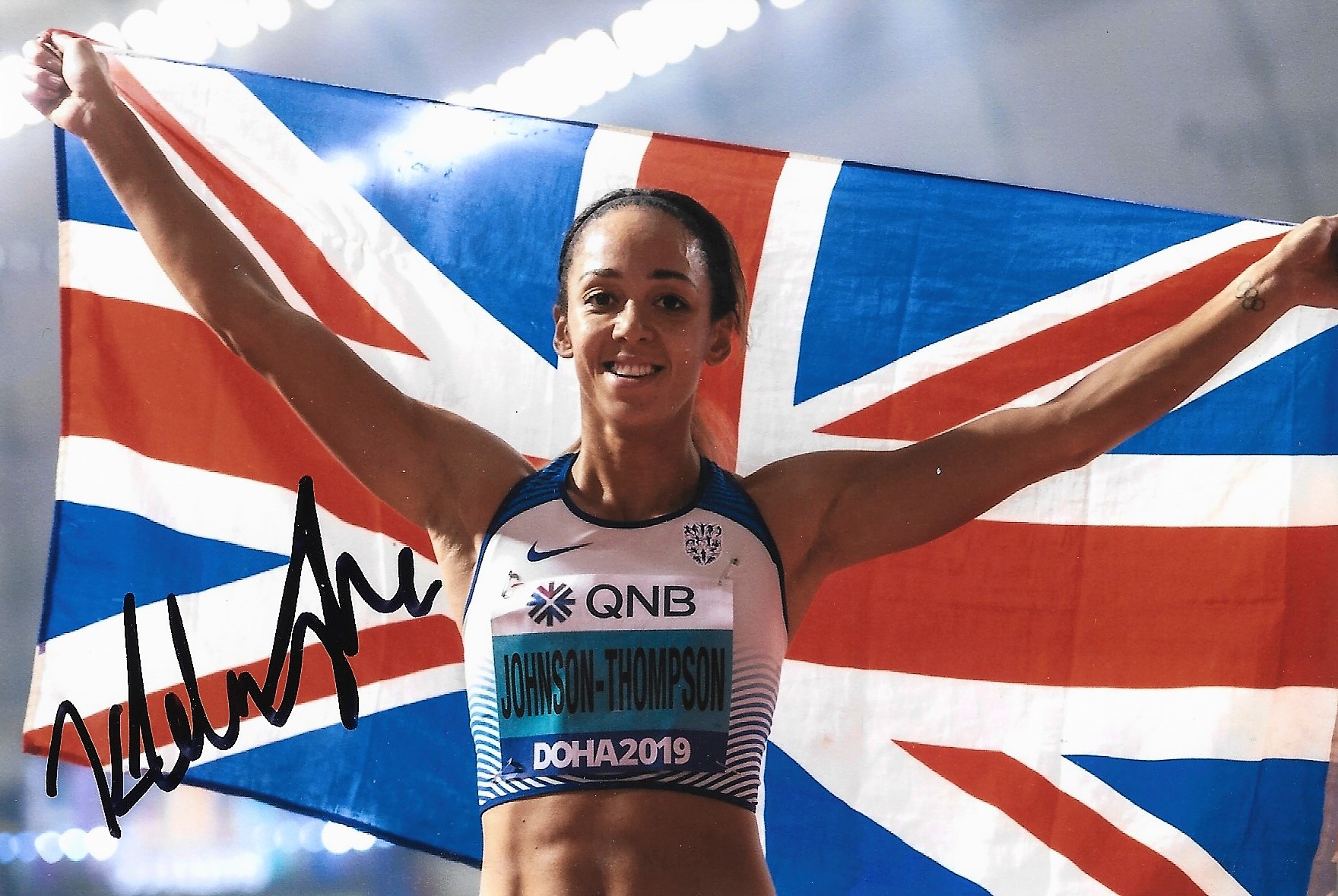 Athletics Katerina Johnson Thompson signed 6x4 colour photo.