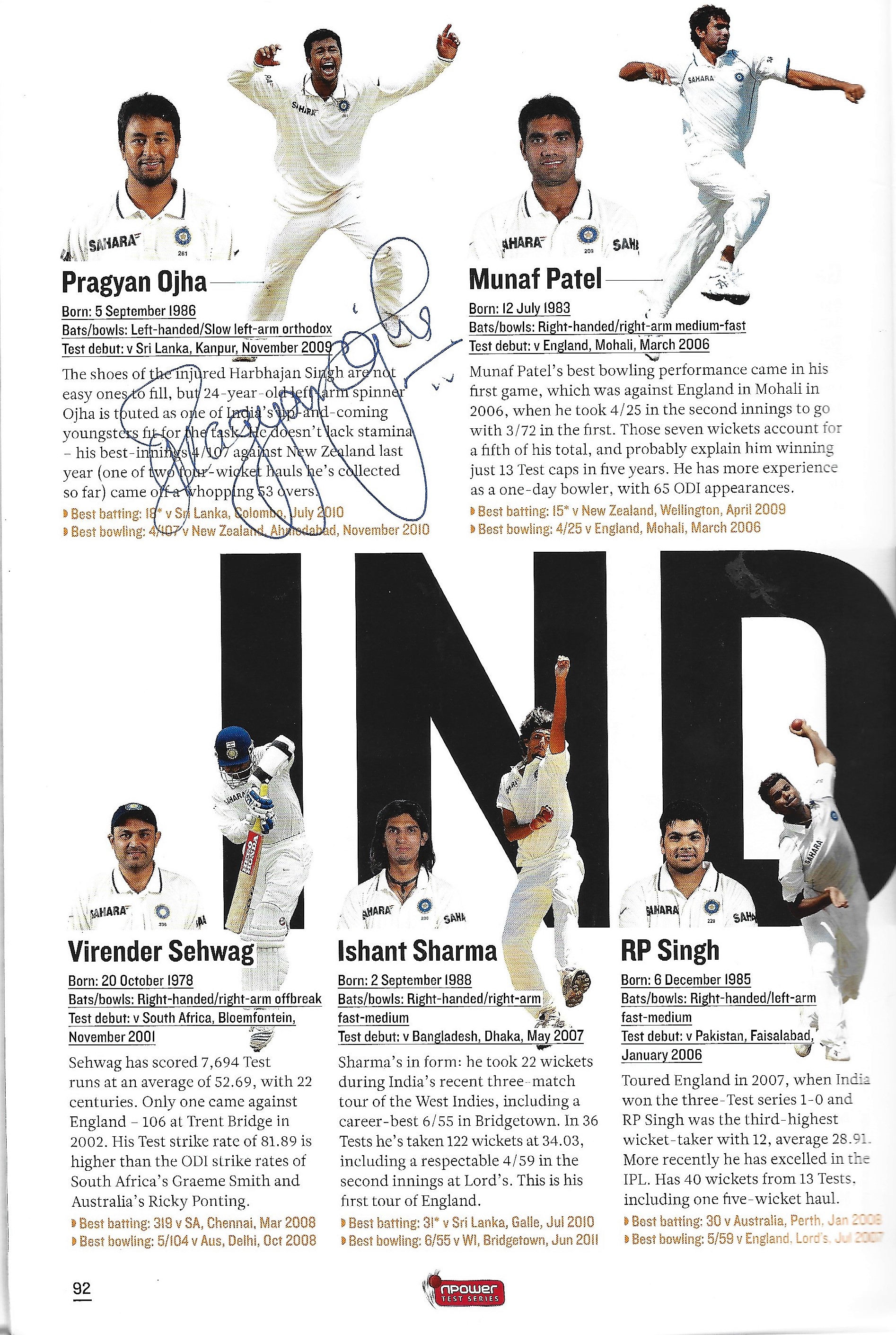 Cricket England v India 4th Test 2011 multi signed programme.