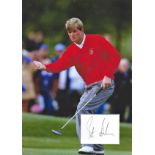 Golf Peter Baker 12x10 matted signature piece includes colour image playing in the Ryder Cup.