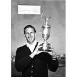 Golf Bob Charles 12x10 matted signature piece includes black and white image holding the Open Champi