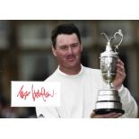 Golf Todd Hamilton 12x10 matted signature piece includes image holding the Open Championship claret