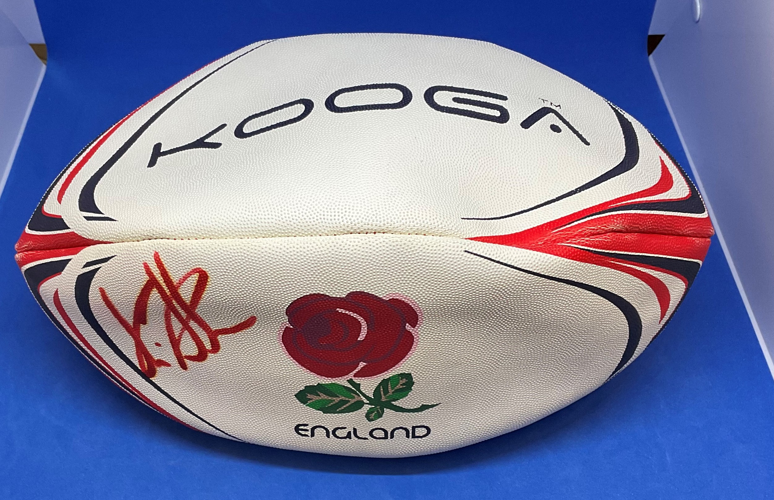 Rugby Union Martin Johnson signed England Kooga full size Rugby Ball.