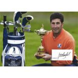 Golf Jose Maria Olazabal 12x10 matted signature piece pictured holding the Ryder Cup.