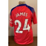 Football Reece James signed Chelsea replica away shirt.