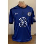 Football Timo Werner signed Chelsea replica home shirt.