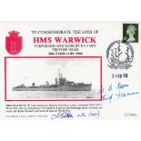 WW2 Navy cover Multi Signed FDC. To Commemorate The Loss Of HMS WARWICK Torpedoed And Sunk By U413